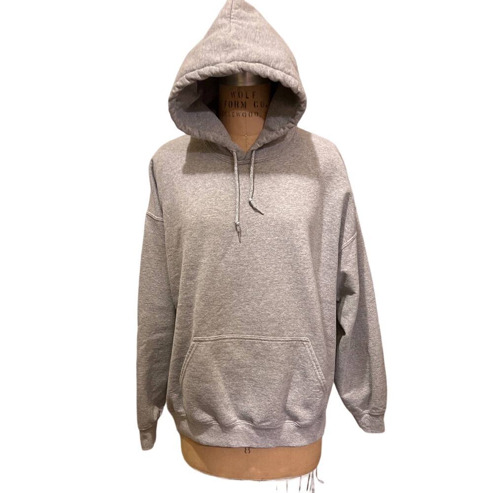 Men's Gildan Heavy Blend Gray Pullover Fleece Hoodie Size XL